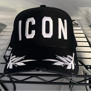 DSQUARED Black Cap with White Icon Lettering